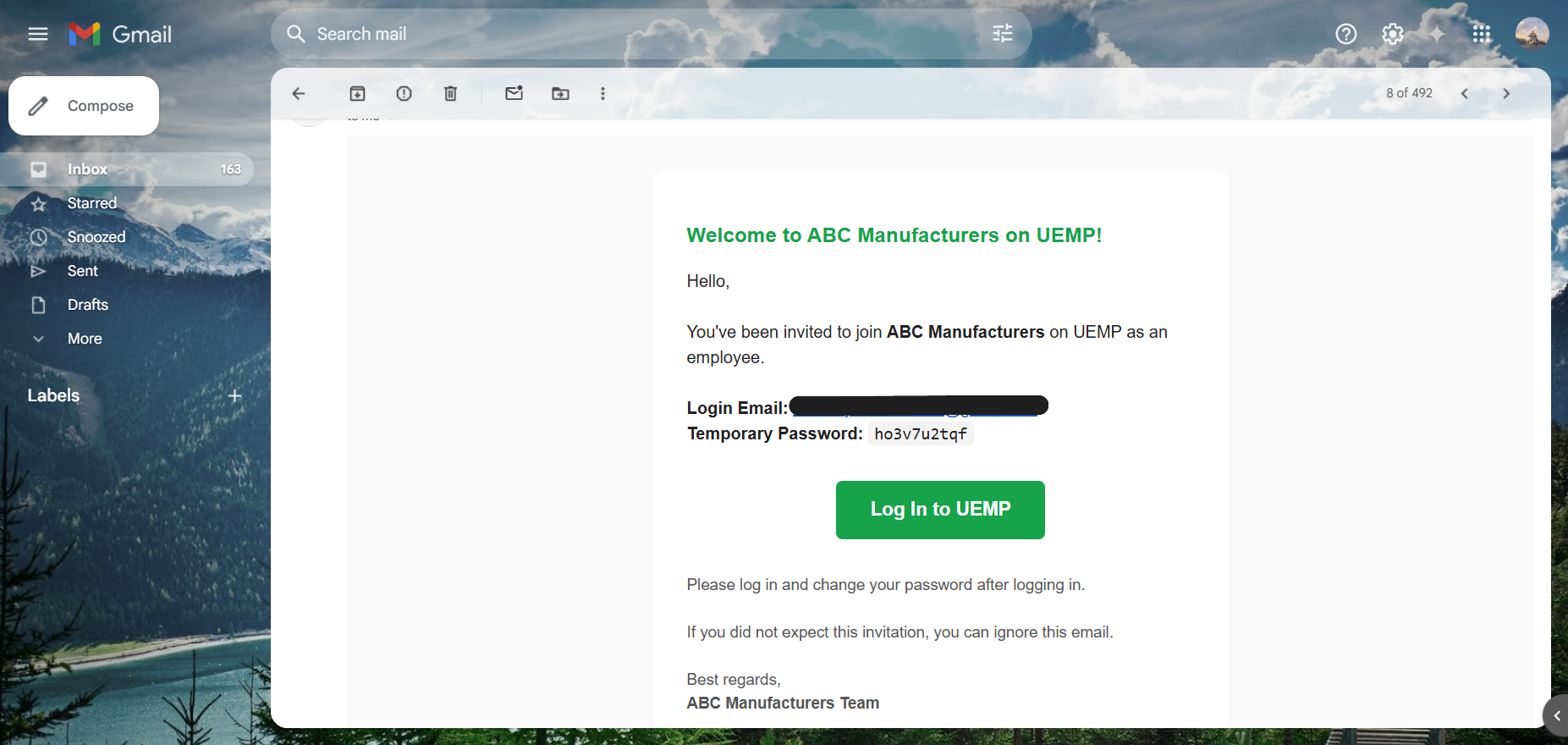 Invite Email Example